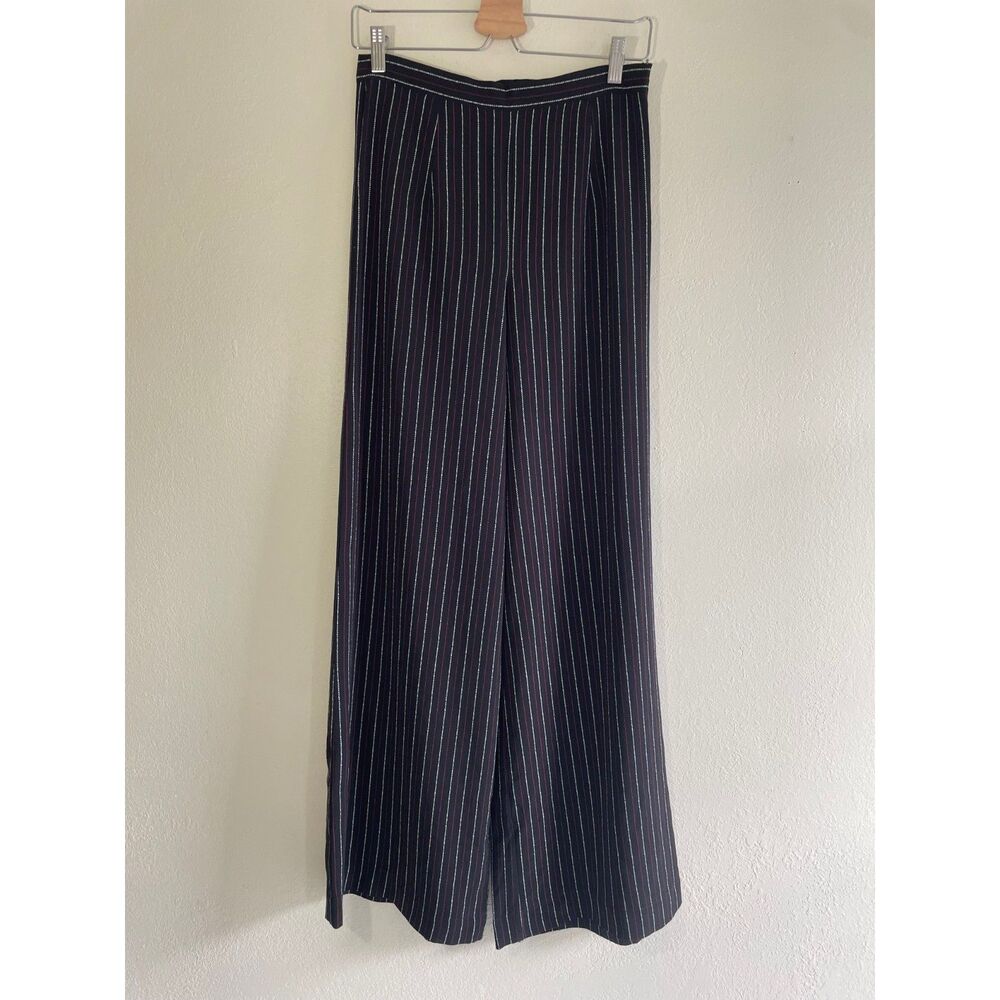 High Rise Size Small White & Red Pin Stripe Wide Leg Dress Pant Office Academia
